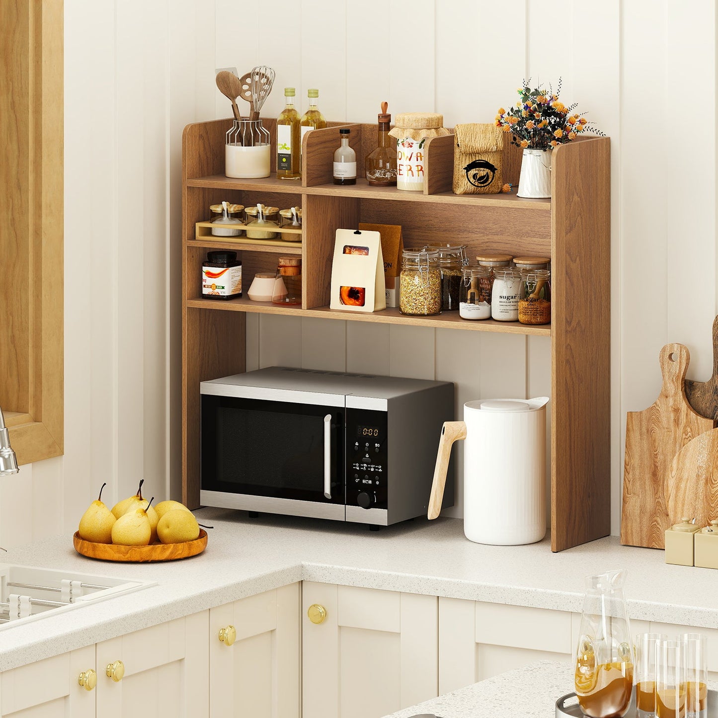 Desktop Bookshelf Countertop Storage Hutch with 6 Shelves