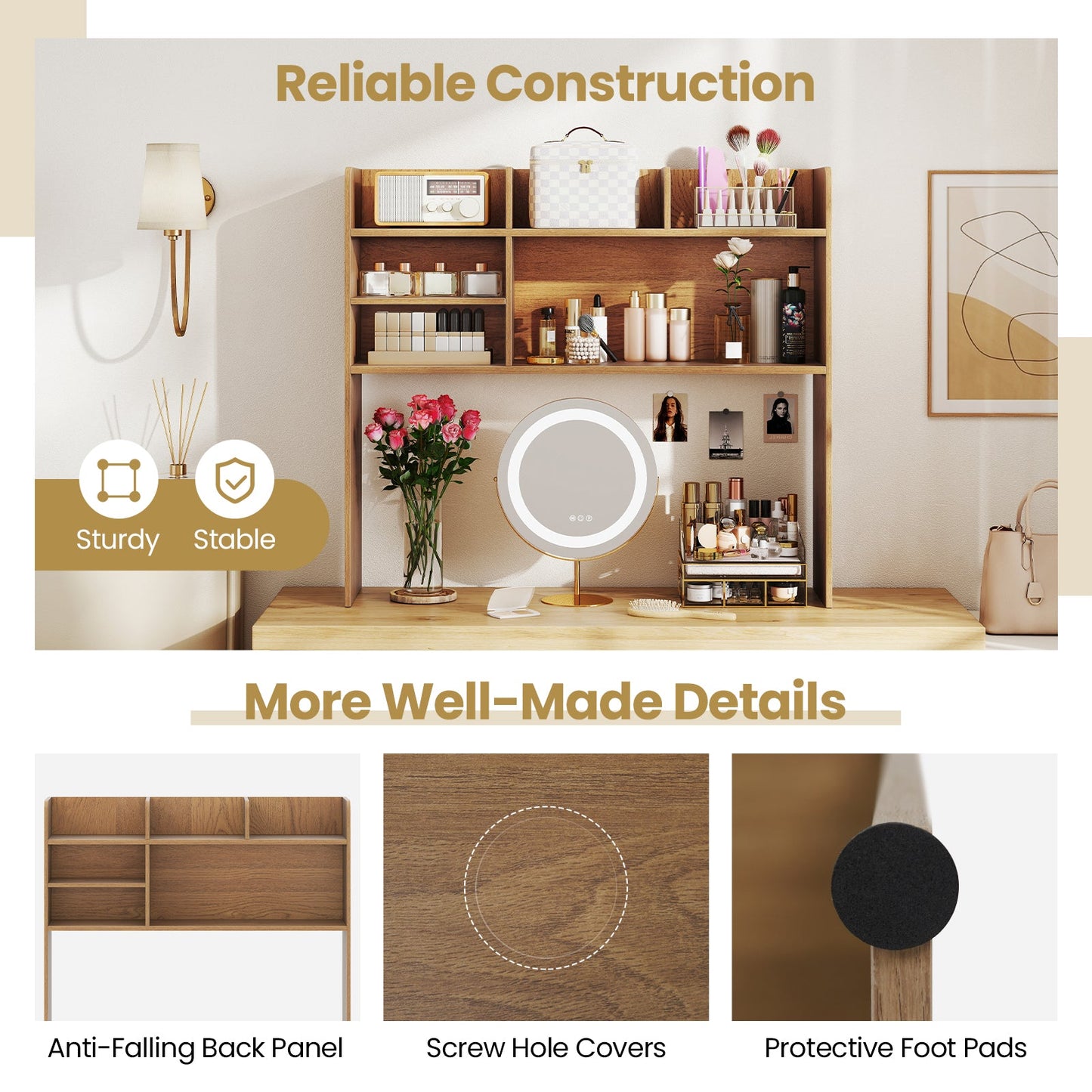 Desktop Bookshelf Countertop Storage Hutch with 6 Shelves