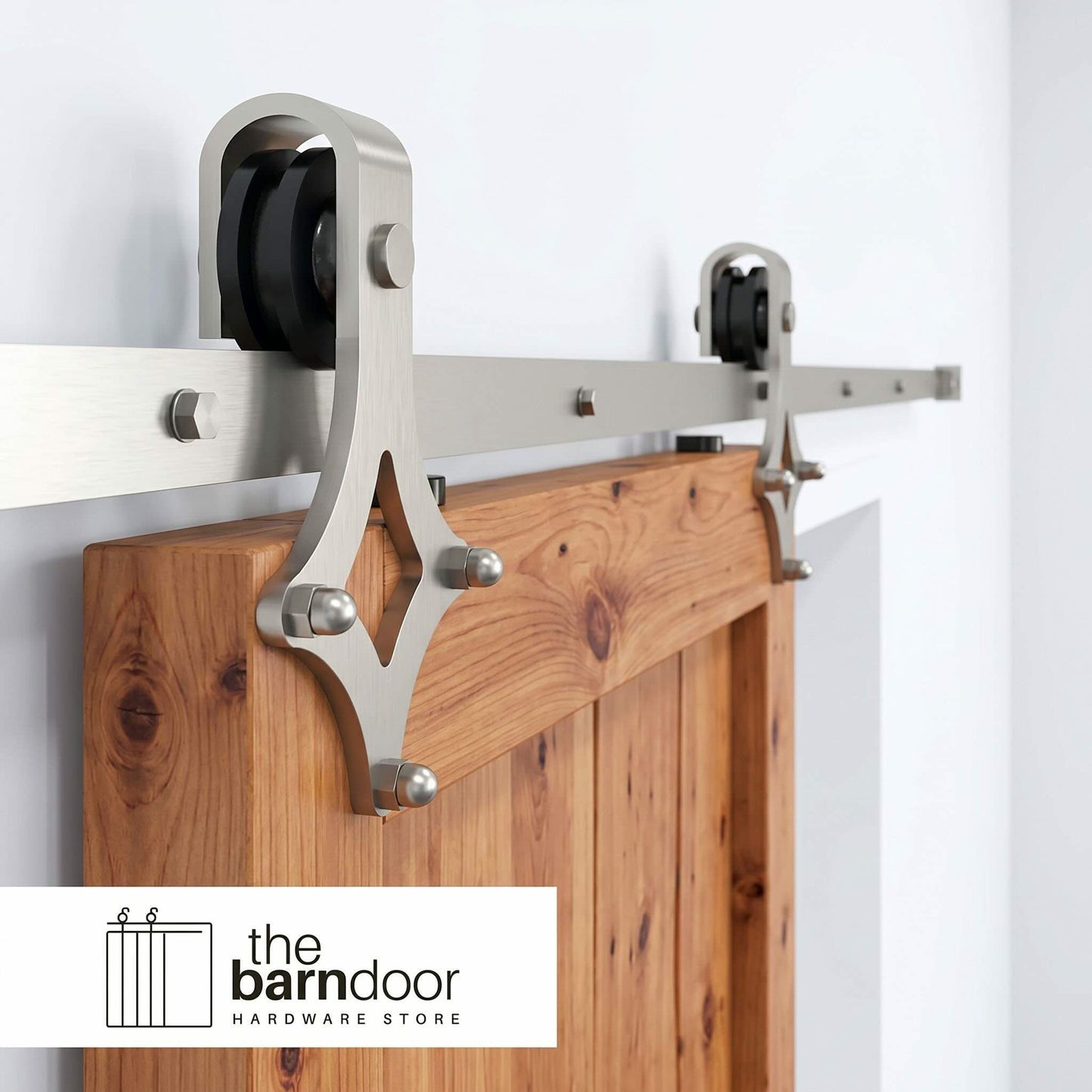 Diamond Brushed Nickel Single Track Barn Door Hardware Kit