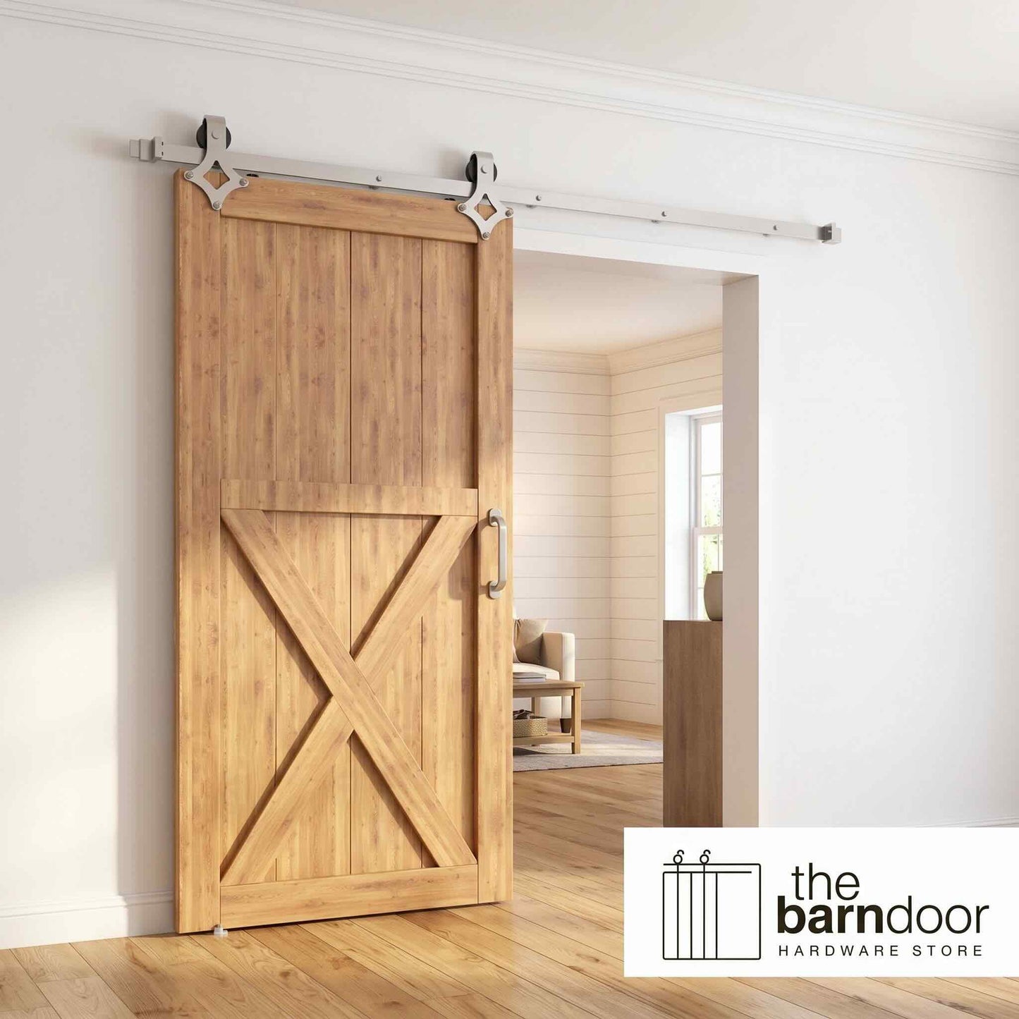 Diamond Brushed Nickel Single Track Barn Door Hardware Kit