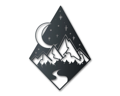 Metal Diamond Mountain Sky Wall Art | Indoor Outdoor | Up to 46" | Over 20 Color Options