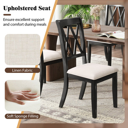 Dining Chairs Set of 2 Kitchen Side Chairs with Curved Cross Back-Beige