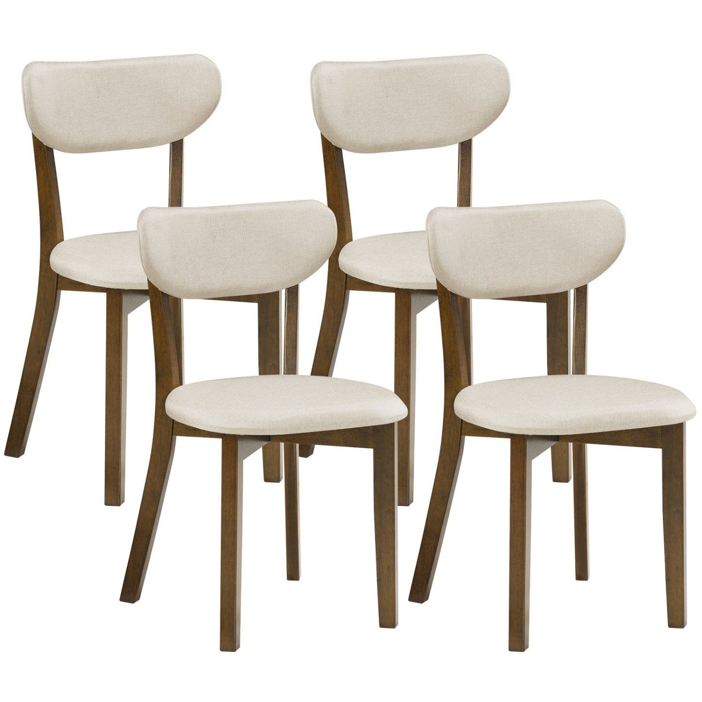Dining Chairs Set of 4 with Solid Rubber Wood Frame