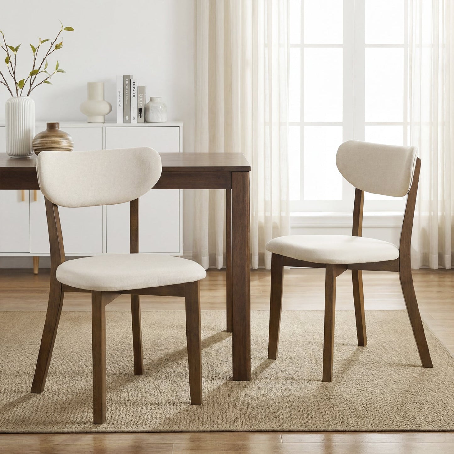 Dining Chairs Set of 4 with Solid Rubber Wood Frame