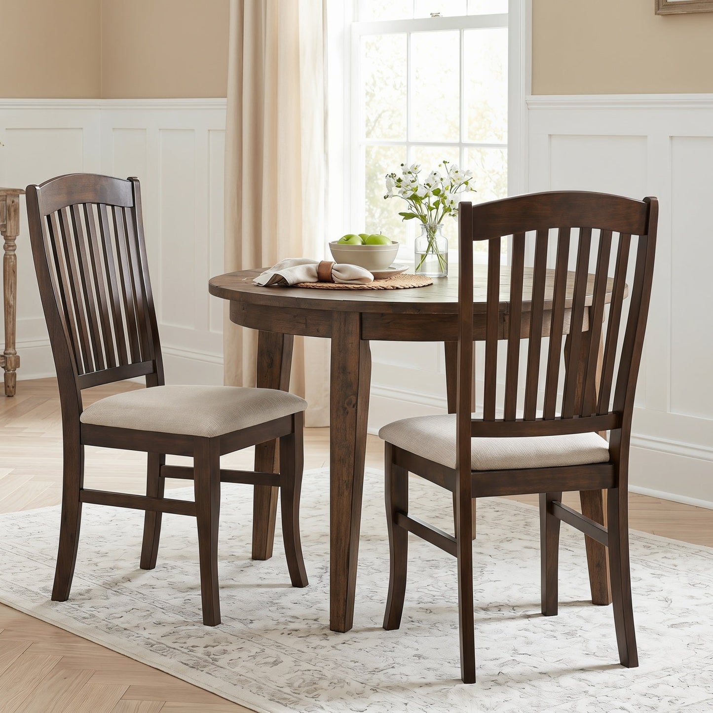 Mid-Century Dining Chairs Set of 2 with Curved Legs