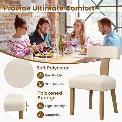 Dining Chairs Set of 2 with Curved Backrest Padded Seat-Beige