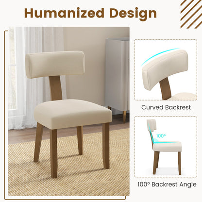 Dining Chairs Set of 2 with Curved Backrest Padded Seat-Beige