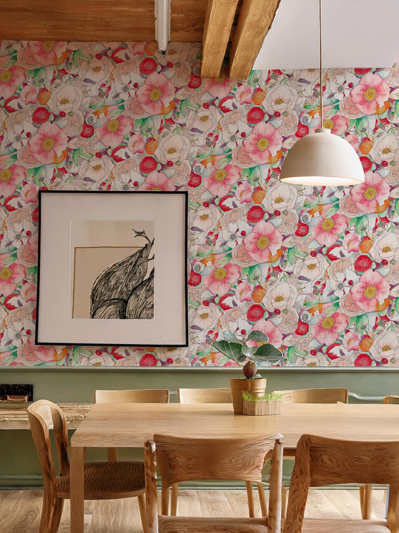 Floral Reverie Wallpaper, red