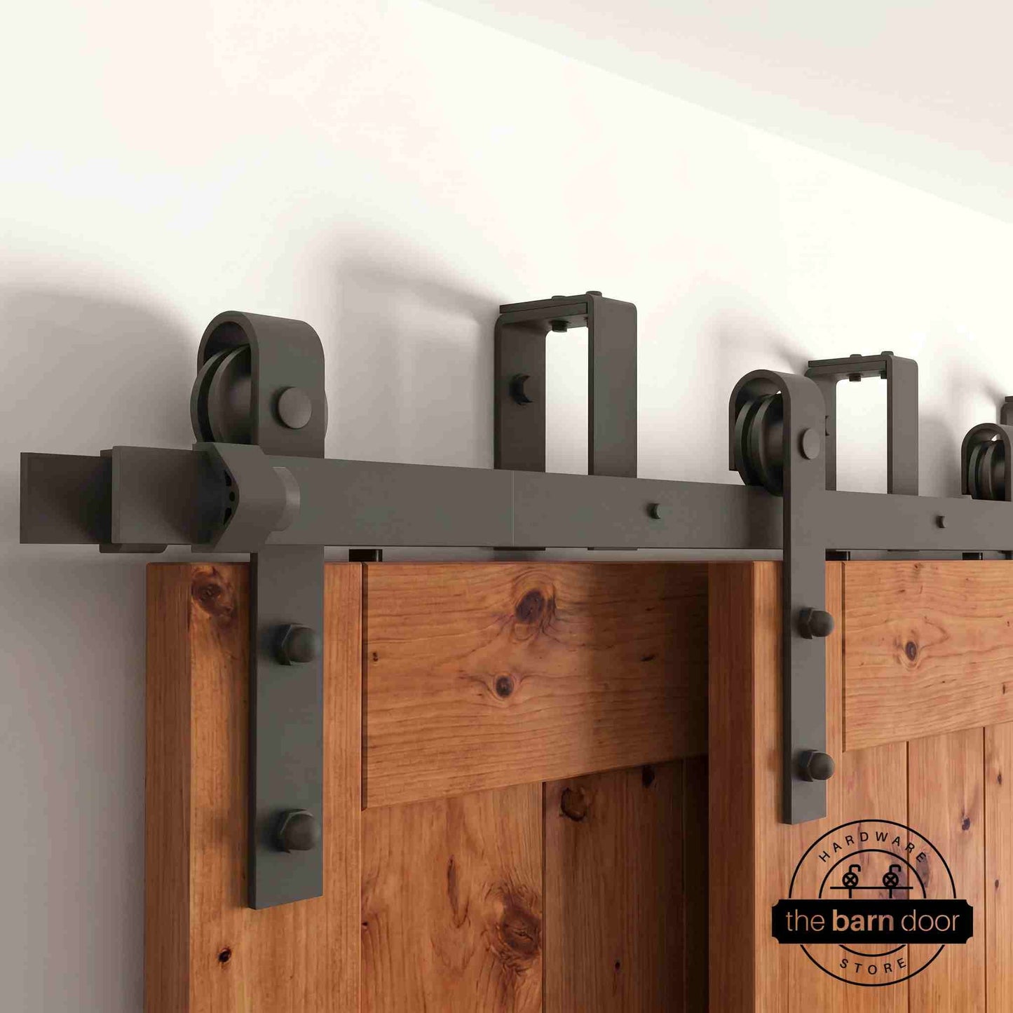 Classic Double Bypass 2 Door Barn Door Kit | Black Hardware