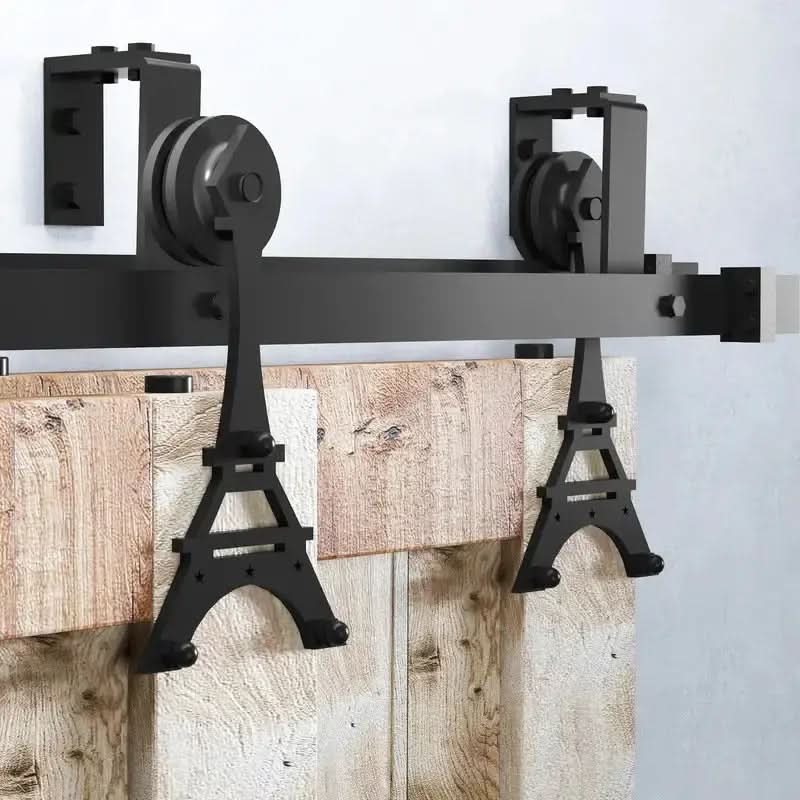 Classic Double Bypass 2 Door Barn Door Kit | Black Hardware