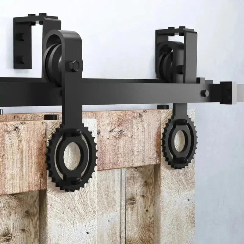 Classic Double Bypass 2 Door Barn Door Kit | Black Hardware