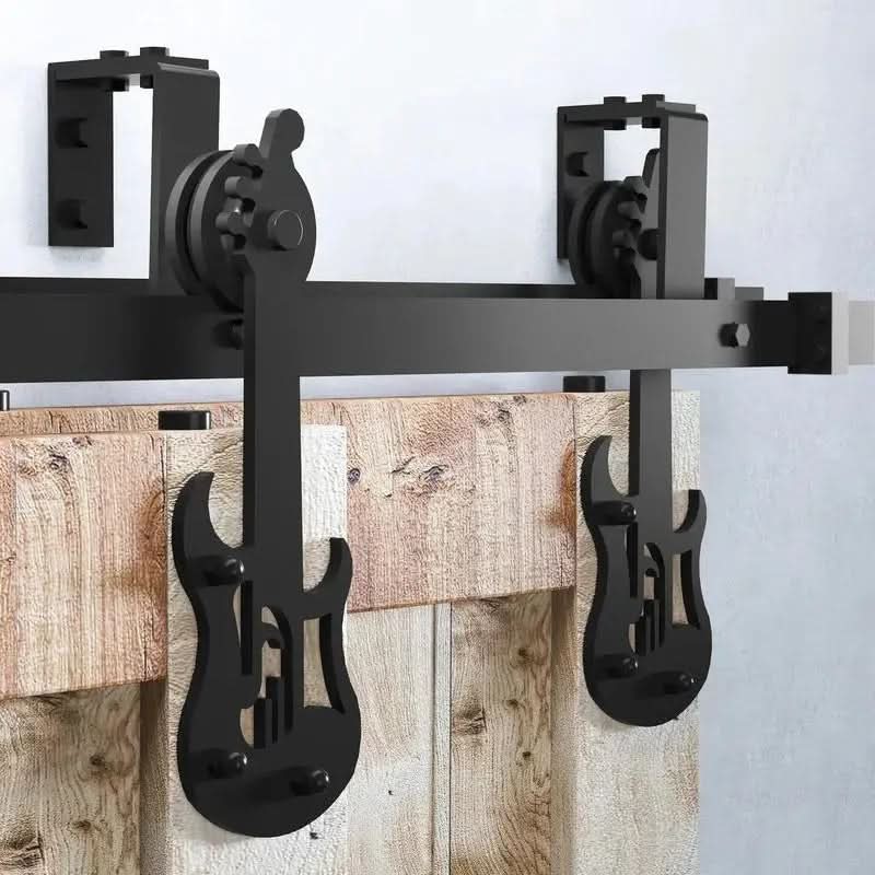Classic Double Bypass 2 Door Barn Door Kit | Black Hardware