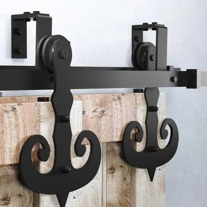 Classic Double Bypass 2 Door Barn Door Kit | Black Hardware