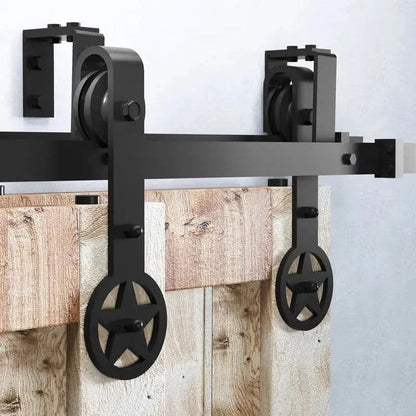 Classic Double Bypass 2 Door Barn Door Kit | Black Hardware