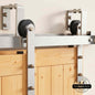 Straight Strap Brushed Nickel Double Bypass Barn Door Hardware Kit