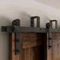 Straight Strap Black Double Bypass Barn Door Hardware Kit
