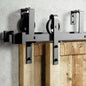 Spoke Wheel Black Double Bypass Barn Door Hardware Kit