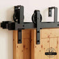 Spoke Wheel Black Double Bypass Barn Door Hardware Kit