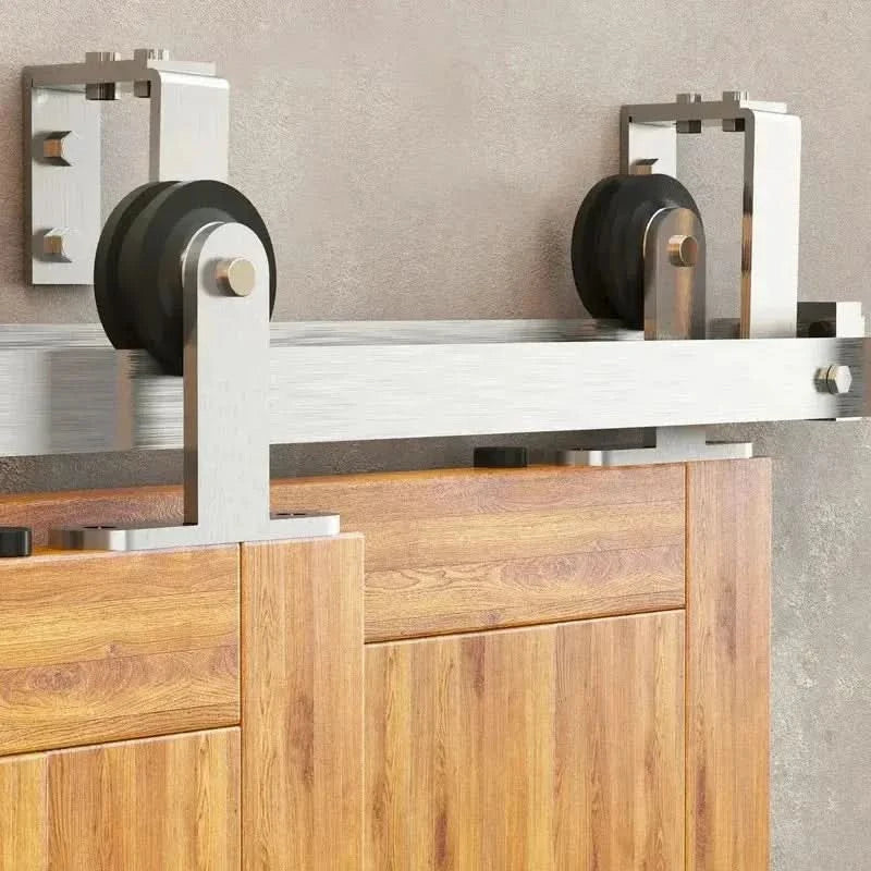 Classic Double Bypass 2 Door Barn Door Kit | Brushed Nickel Hardware