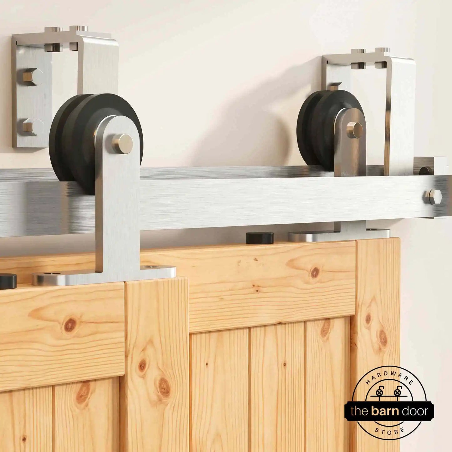 Classic Double Bypass 2 Door Barn Door Kit | Brushed Nickel Hardware