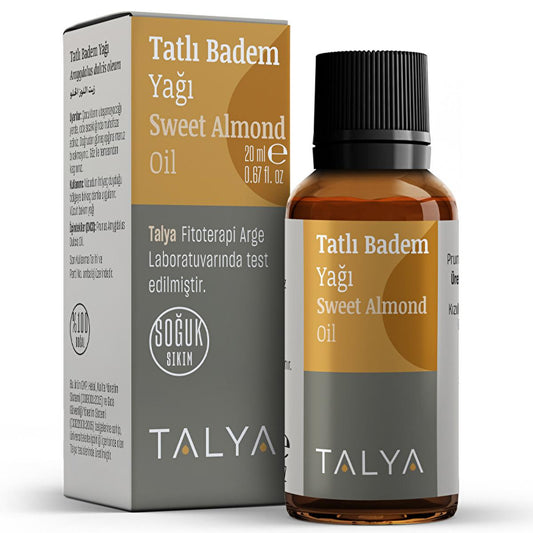 Talya Sweet Almond Oil for Skin, Hair, and Nail Care - 20ml Natural Moisturizing Oil for Dry Skin, Organic Beauty Product