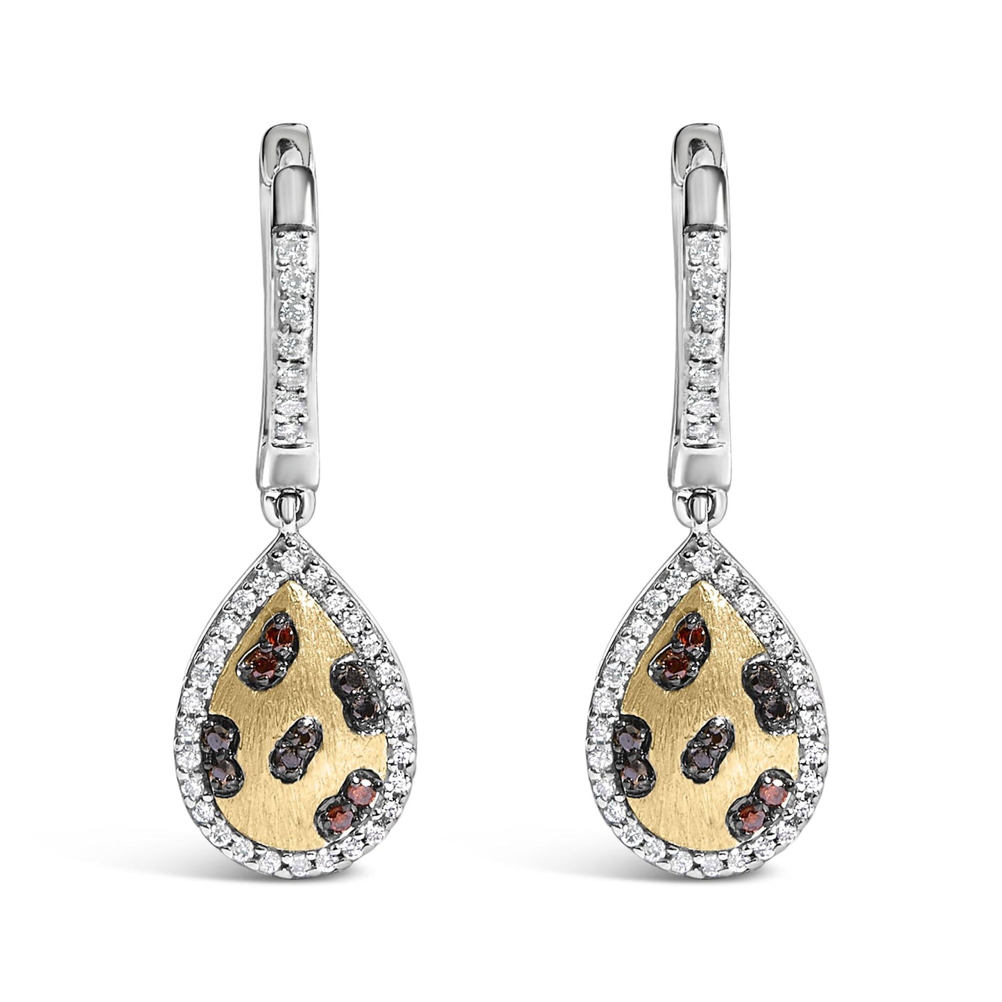 Multi-Color Diamond Pear Dangle Earrings in Gold-Plated Silver – 0.30 ct