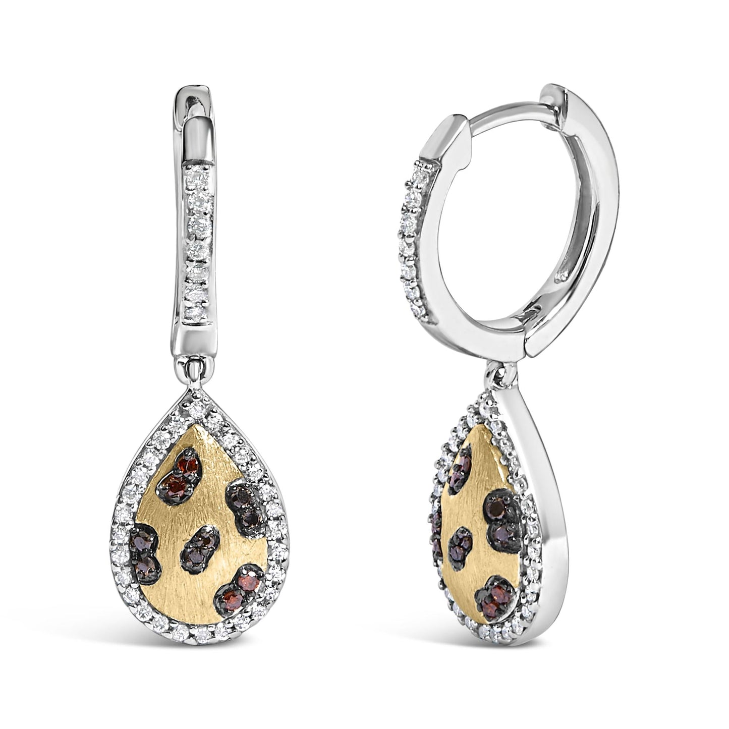 Multi-Color Diamond Pear Dangle Earrings in Gold-Plated Silver – 0.30 ct