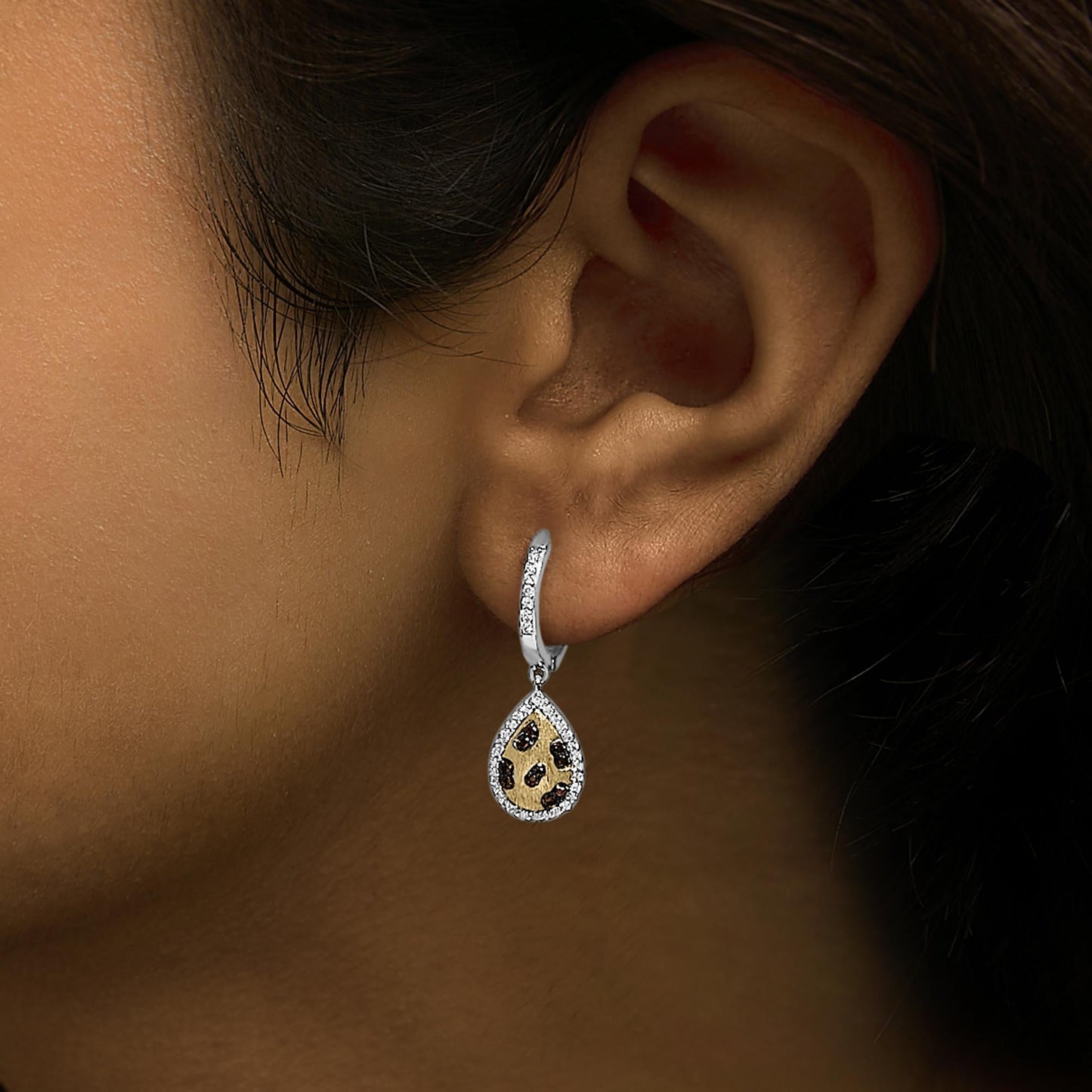 Multi-Color Diamond Pear Dangle Earrings in Gold-Plated Silver – 0.30 ct