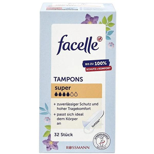 Facelle Super Absorbent Tampons (32 Count) - Gynecologically Approved for Comfort & Protection