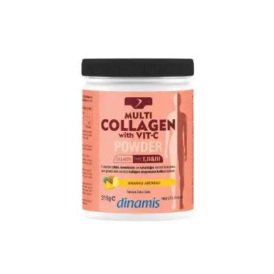 Dinamis Multi Collagen Supplement Powder with Vitamin C - Hydrolyzed Collagen for Skin, Hair, and Joint Health - Pineapple Flavor
