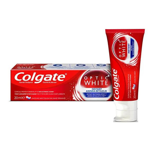 Colgate Optic White Instant Whitening Toothpaste 0.68 fl oz - Travel Size Oral Care for a Brighter Smile