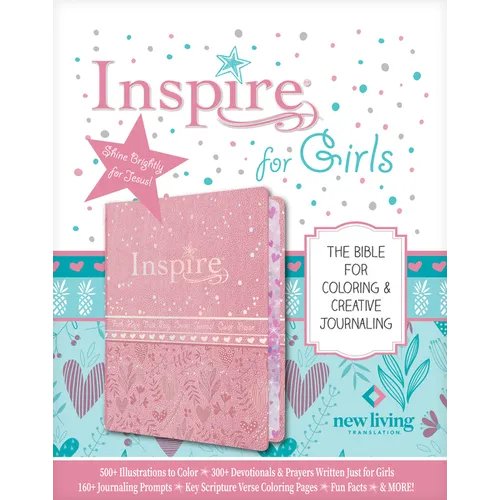 Inspire Bible for Girls NLT (Leatherlike, Pink): The Bible for Coloring & Creative Journaling - Imitation Leather