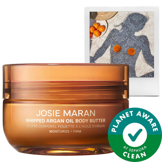 Josie Maran Whipped Argan Oil Body Butter - Firming, Hydrating Natural Skincare with Refillable Jar