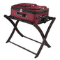 Solid Wood Folding Luggage Rack in Dark Brown Finish with Black Nylon Straps