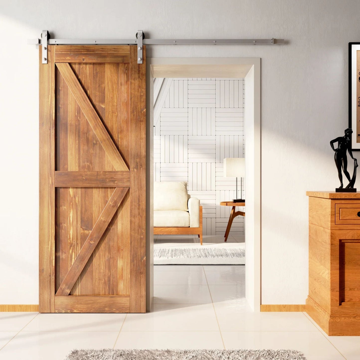 Classic Single Barn Door Kit | Brushed Nickel Hardware