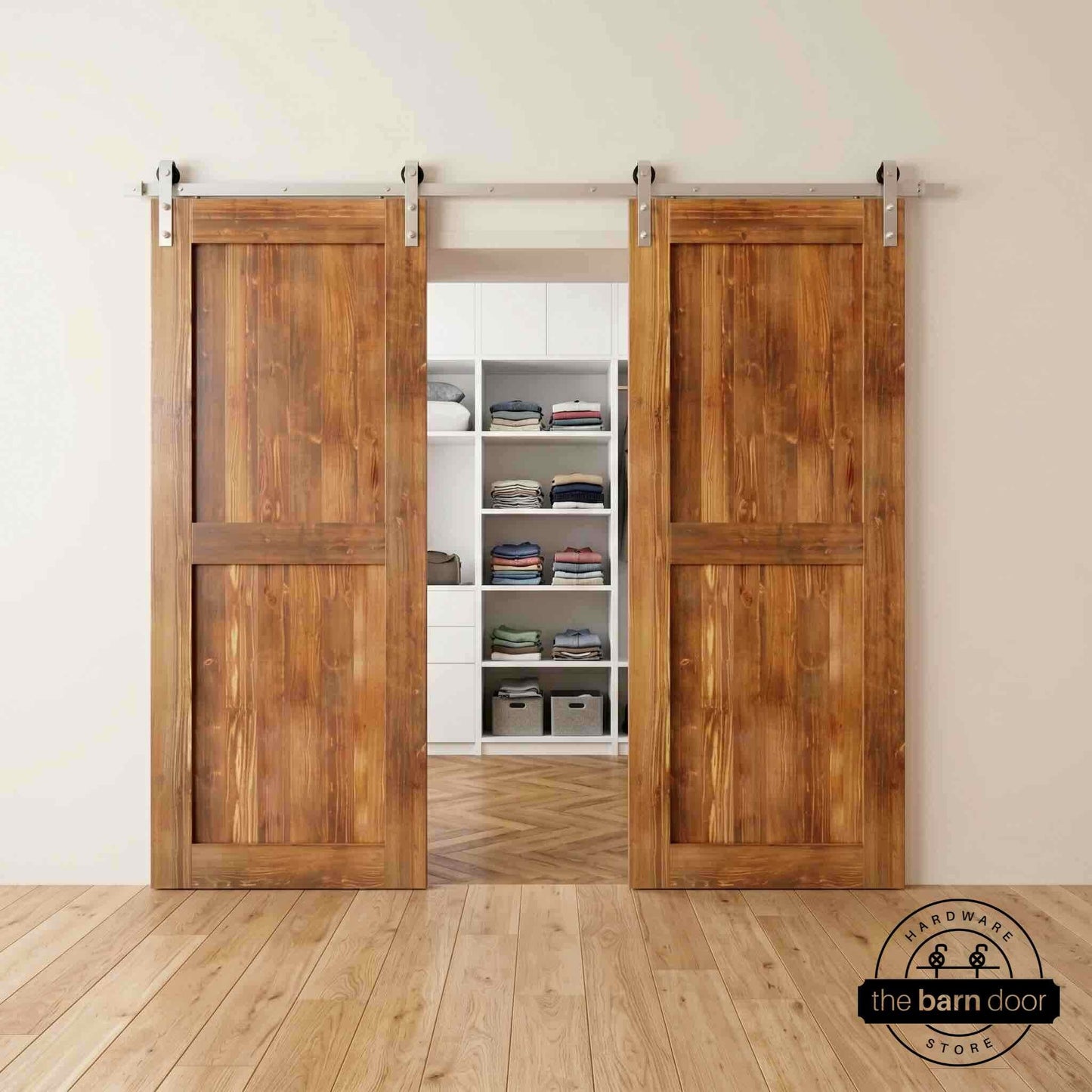 Classic Double Barn Door Kit | Brushed Nickel Hardware