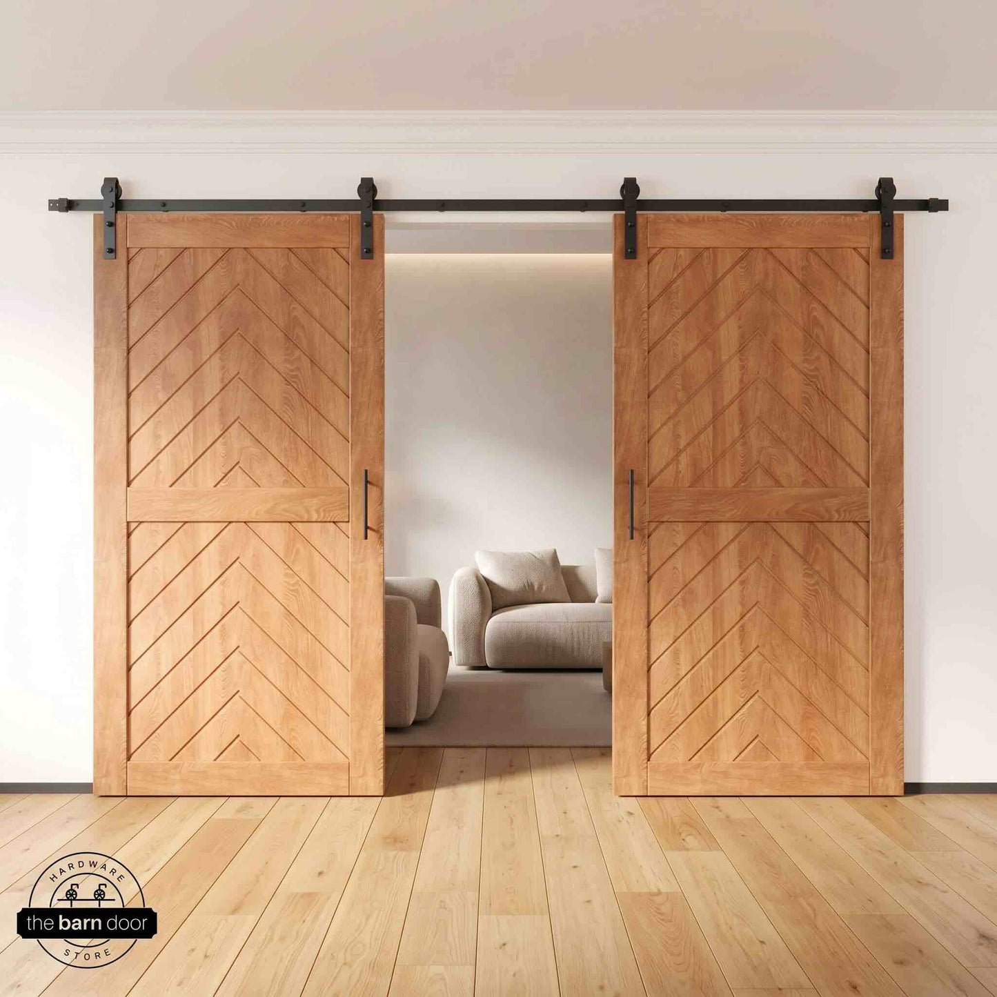 Fishbone Double Barn Door Kit | Black Hardware