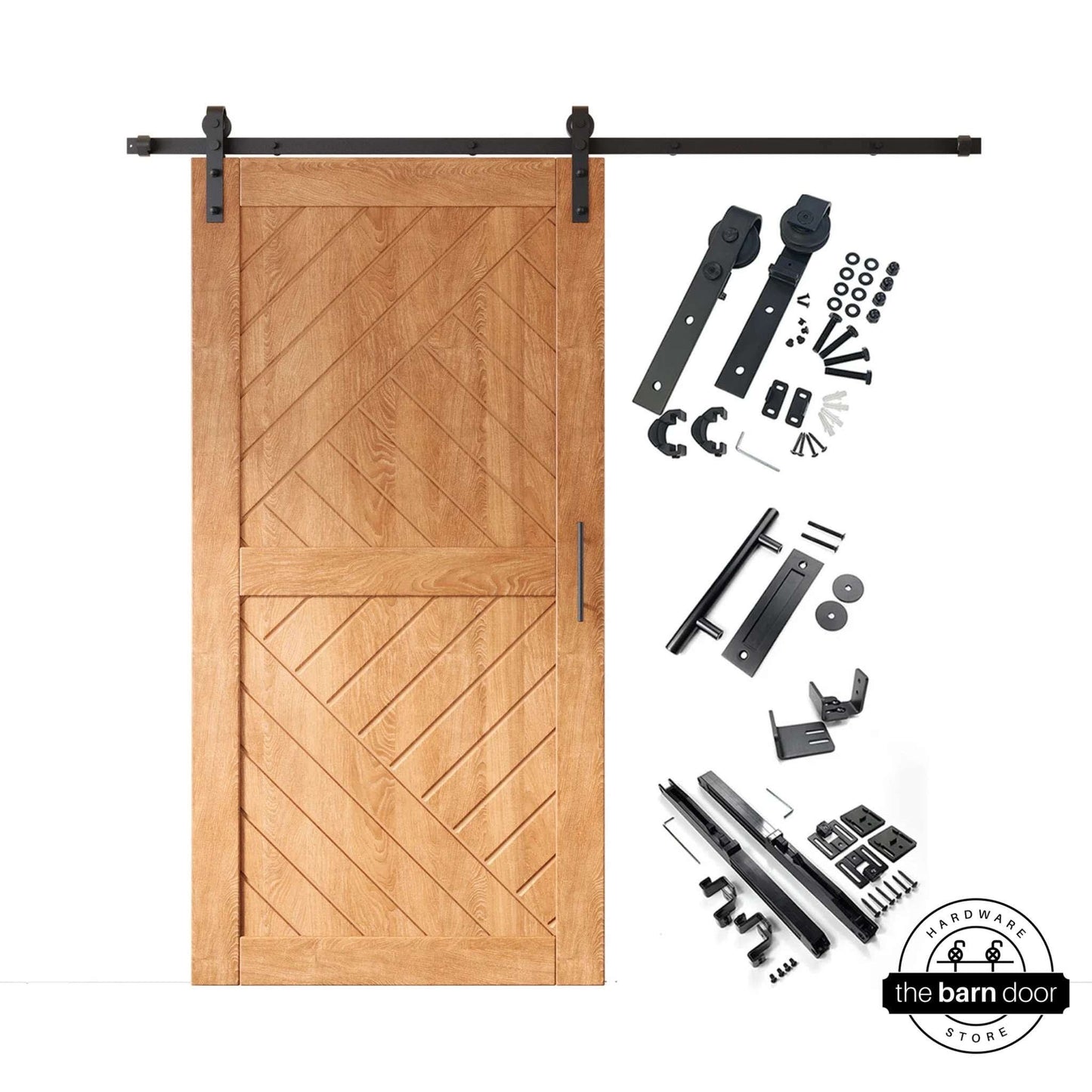 Patterned Single Door Barn Door Kit | Black Barn Door Hardware