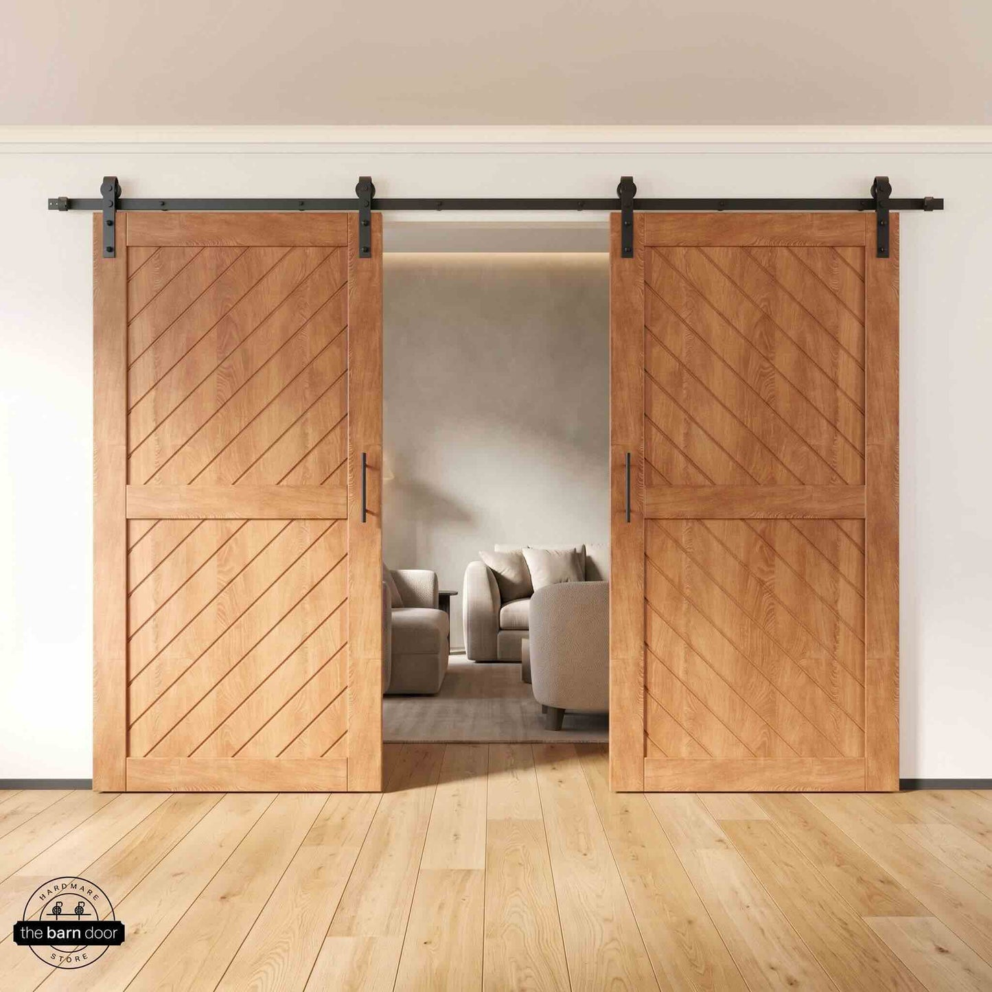 Slanted Double Barn Door Kit | Black Hardware