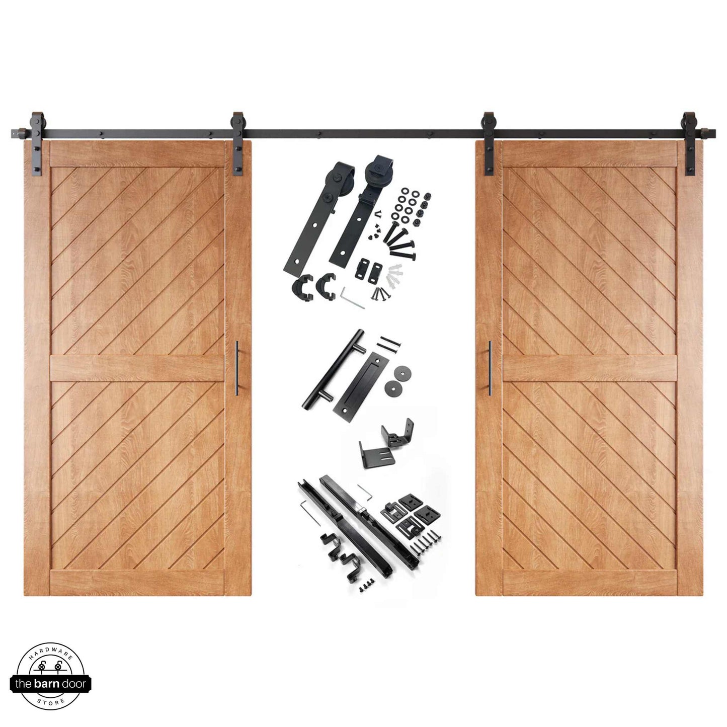 Slanted Double Barn Door Kit | Black Hardware