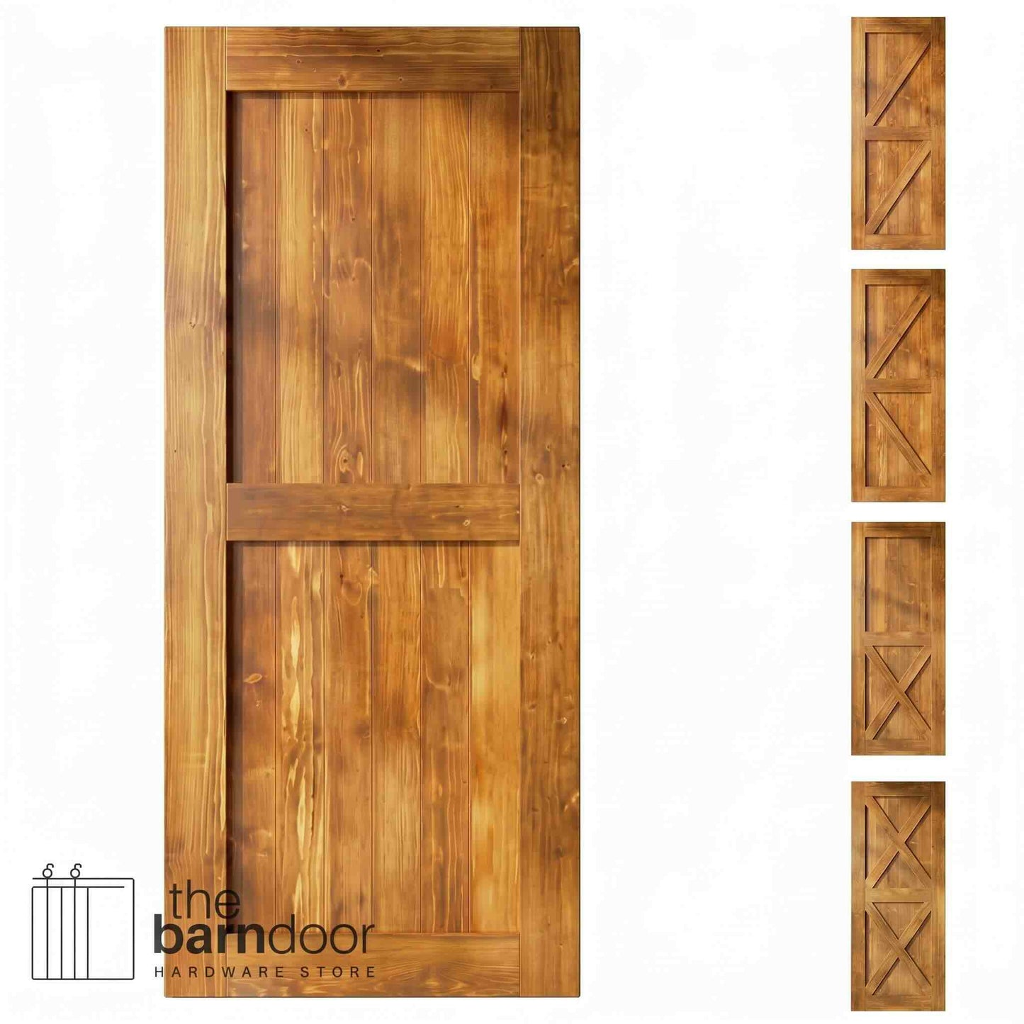 Natural Pine Wood Barn Door | 80", 84", 96" x 20"-60"