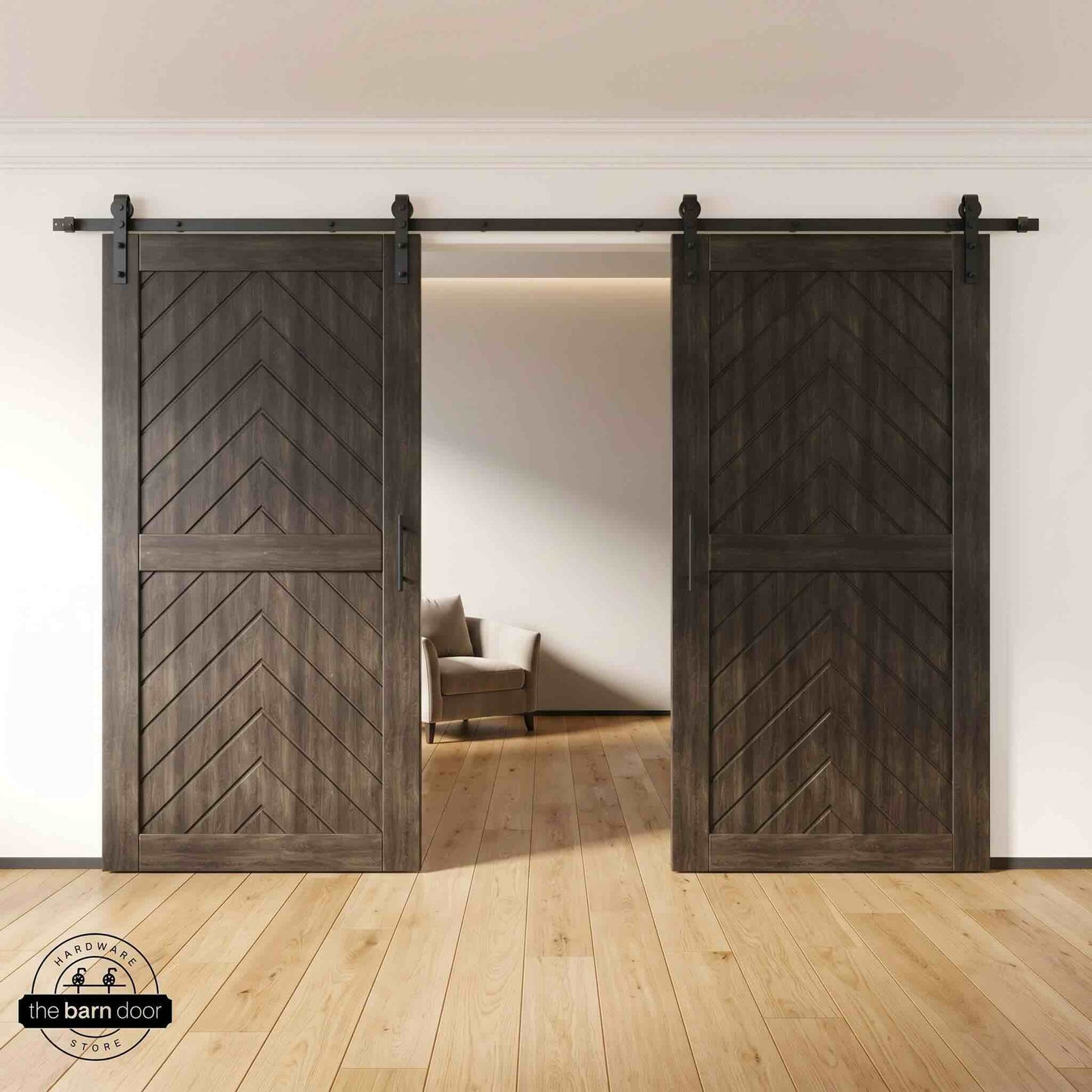 Fishbone Double Barn Door Kit | Black Hardware