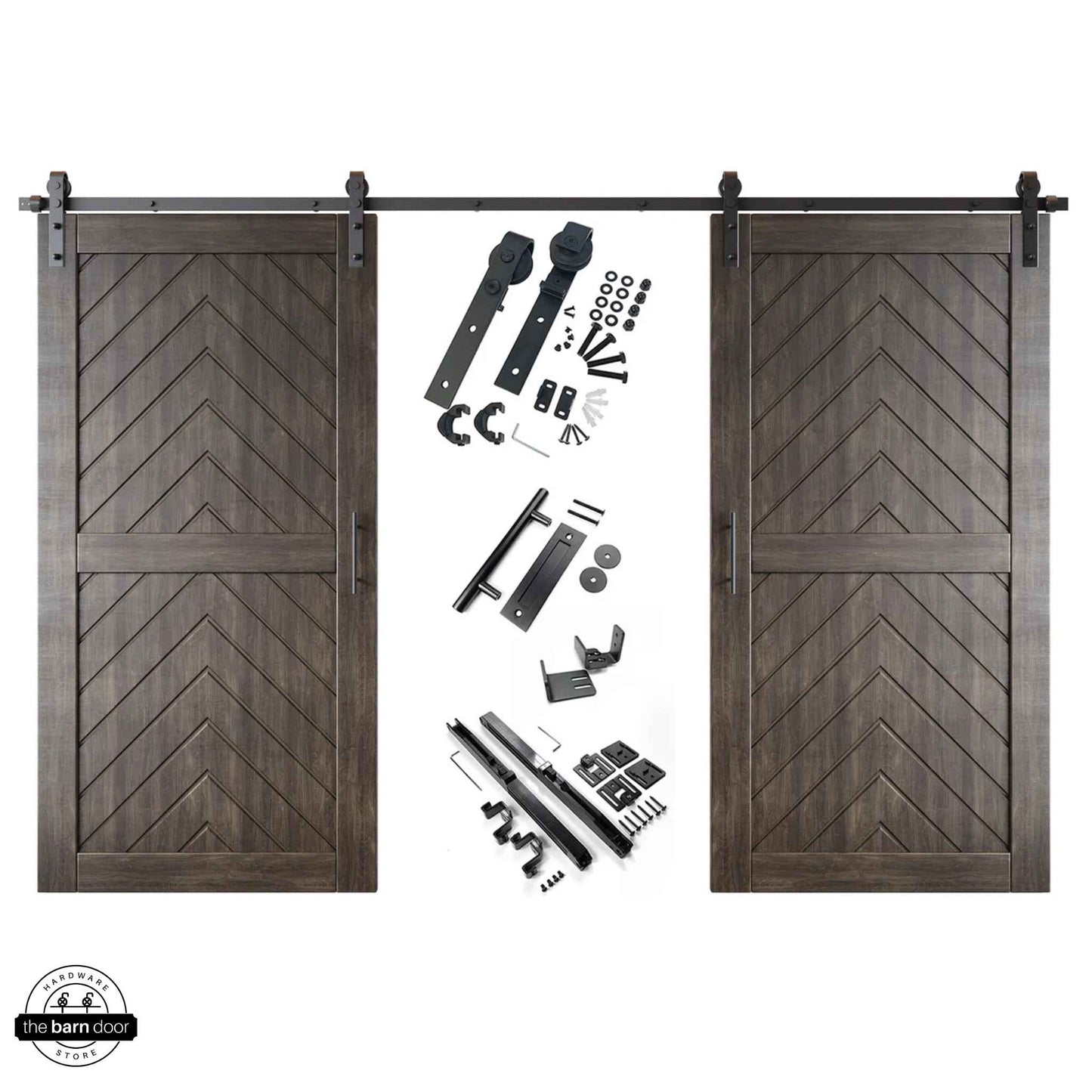 Fishbone Double Barn Door Kit | Black Hardware