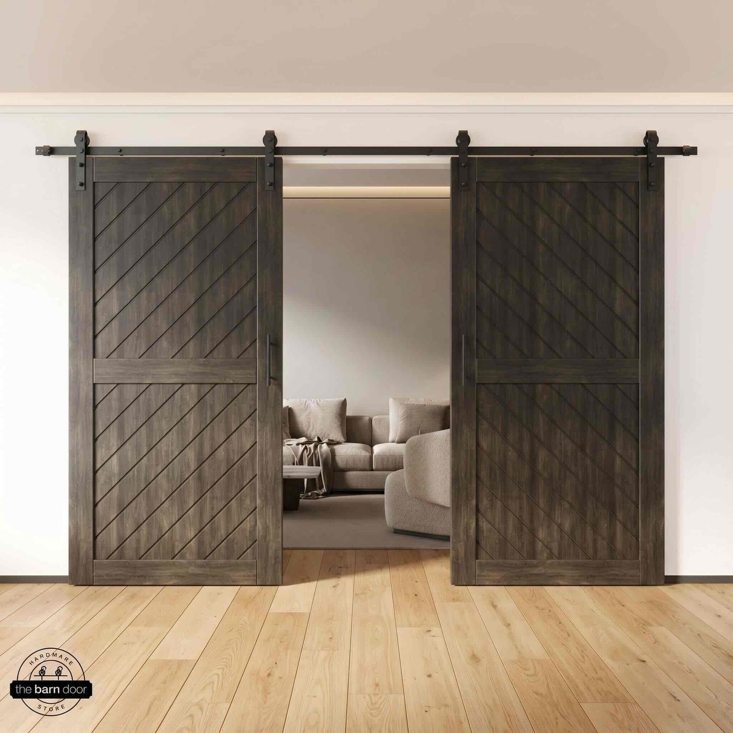 Slanted Double Barn Door Kit | Black Hardware