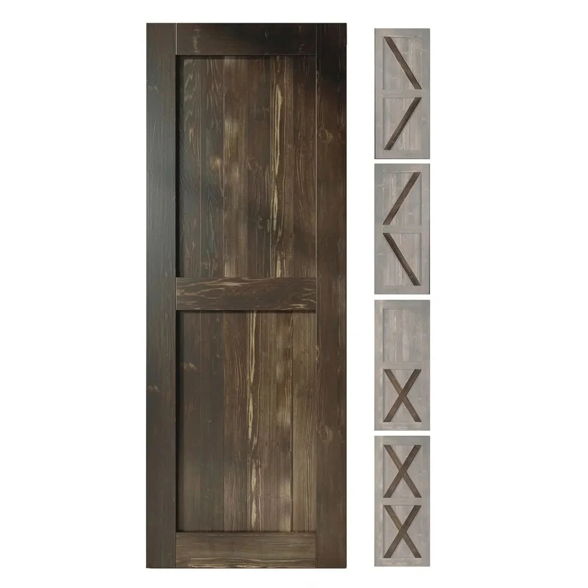 Classic Single Bypass 2 Door Barn Door Kit | Black Hardware