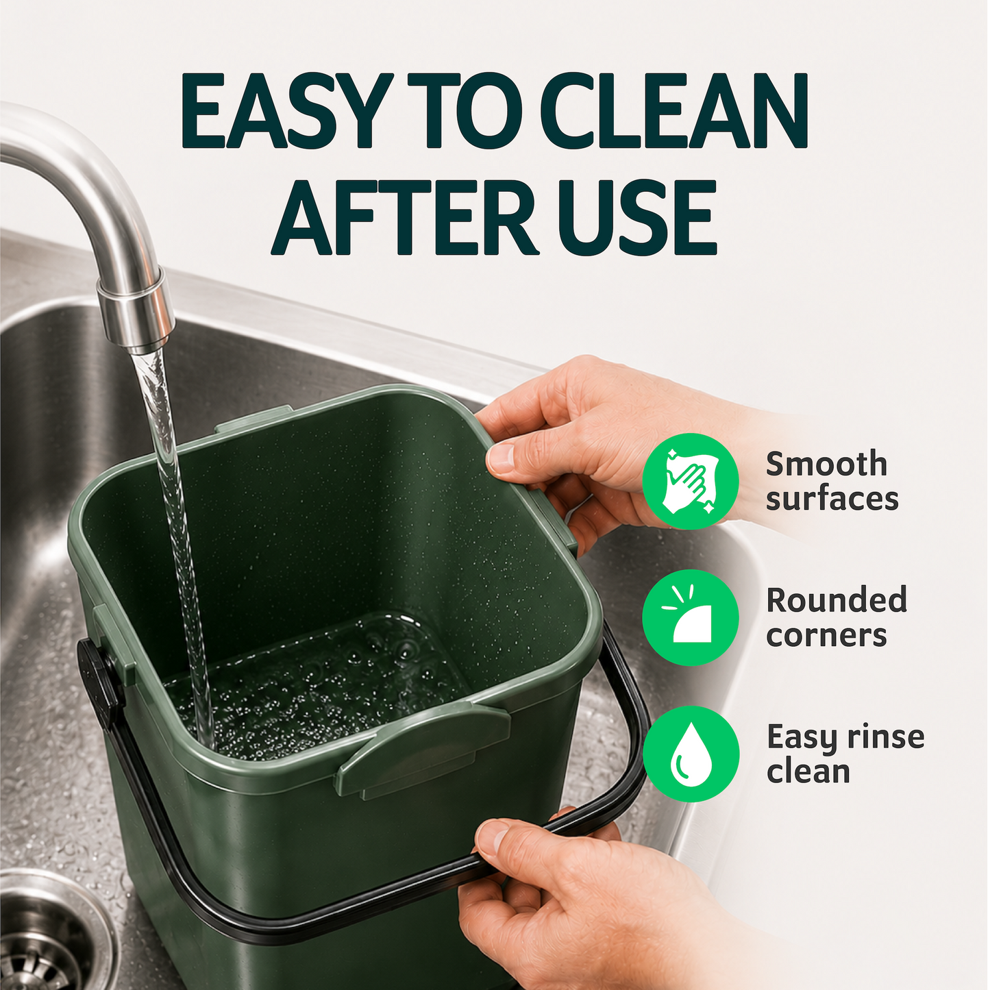 [OOS Until July 2026] EcoSafe EcoCaddy 6-Gallon Compost Bin, Eco-Friendly Kitchen Trash, Food Waste Under Counter Bin (QTY 1), SKU ECGRN