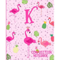 Composition Notebook K: Pink Flamingo Initial K Composition Wide Ruled Notebook - Paperback