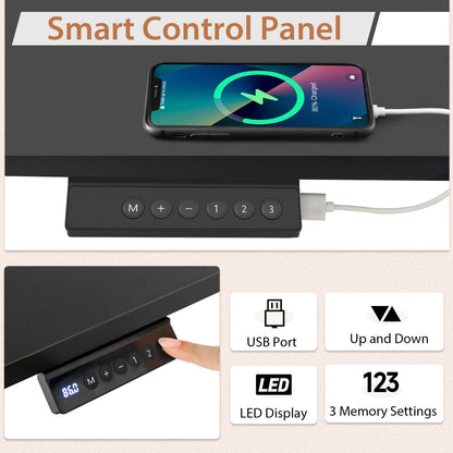 Height Adjustable Electric Standing Desk with USB Charging Port