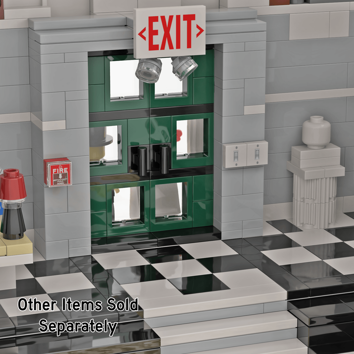 Emergency Exit Sign - Custom Printed 2x3 Tile - Made using LEGO® parts