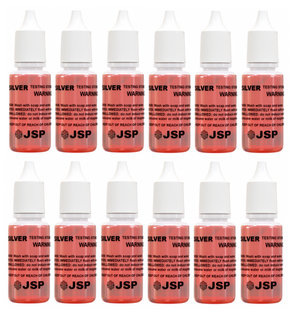 12 Bottles of JSP Silver & Sterling Jewelry Precious Metal Test Acid Karat Testing Solutions